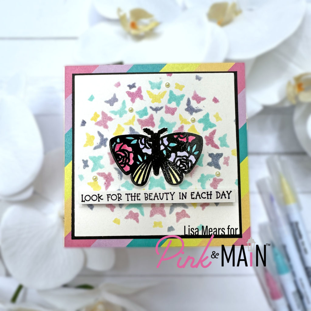 Lisa Mears - Pink and Main - Radiating Butterflies Card